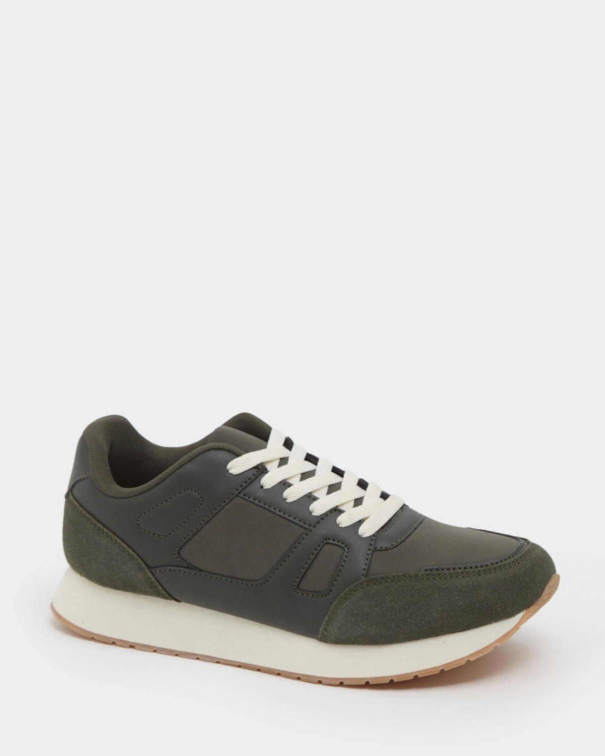 Khaki Retro Casual Trainers