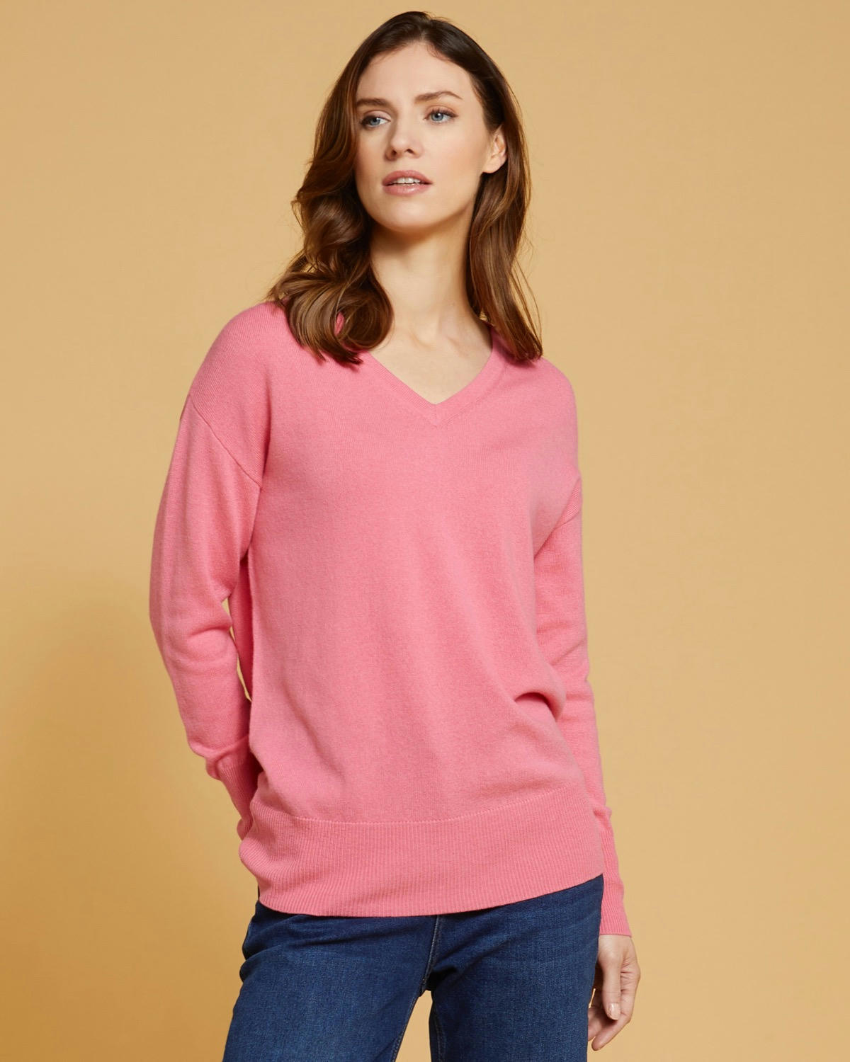 Paul Costelloe Living Studio Pink Merino Wool V-Neck Jumper