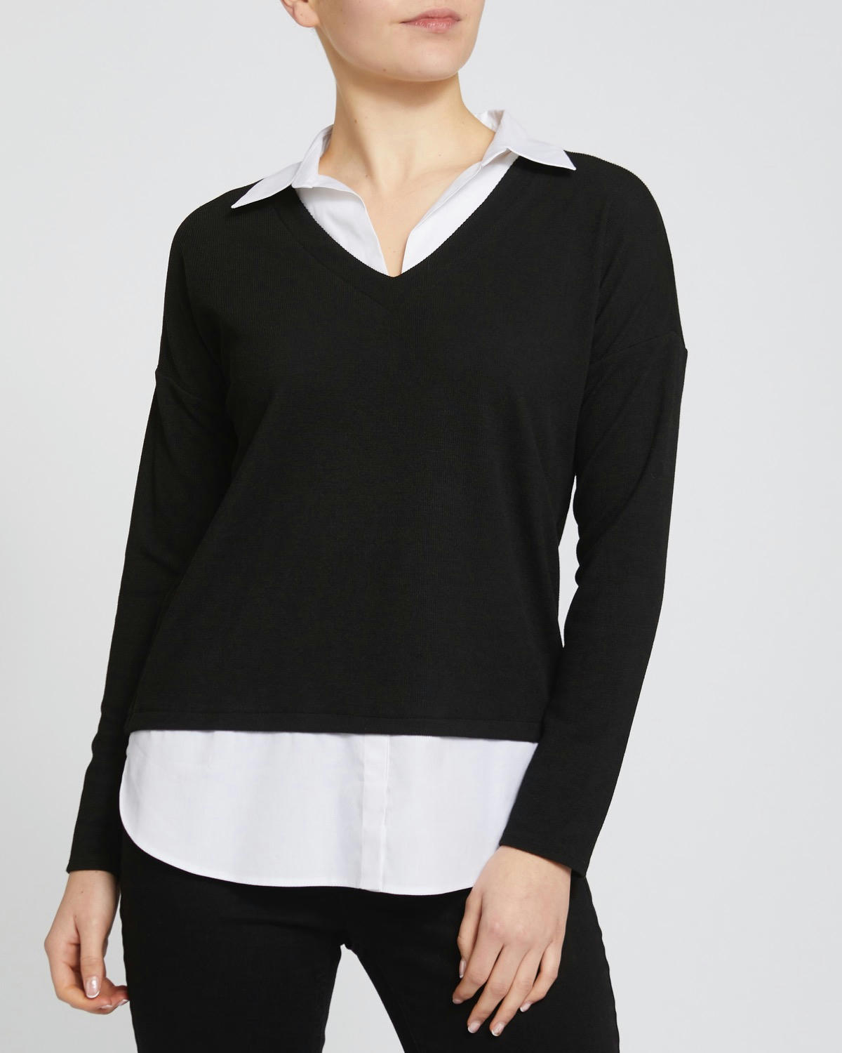Plain Shirt Twofer Top
