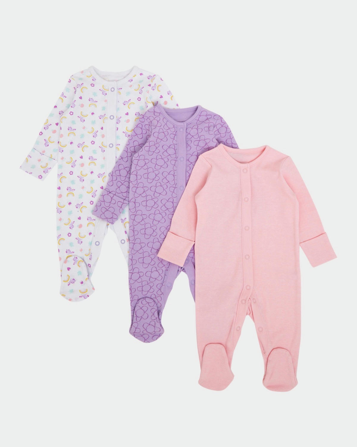 Baby Cotton Sleepsuits - Pack Of 3 (Newborn-23 Months)