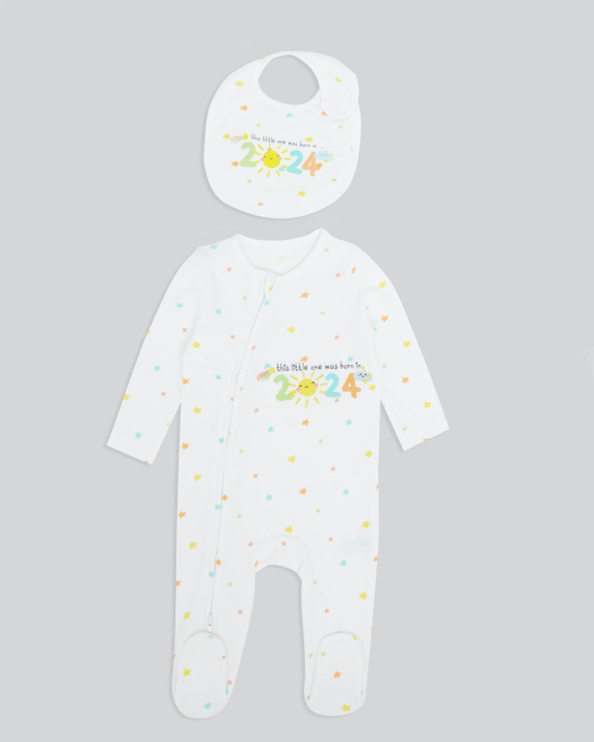 Born In 2024 Sleepsuit With Bib