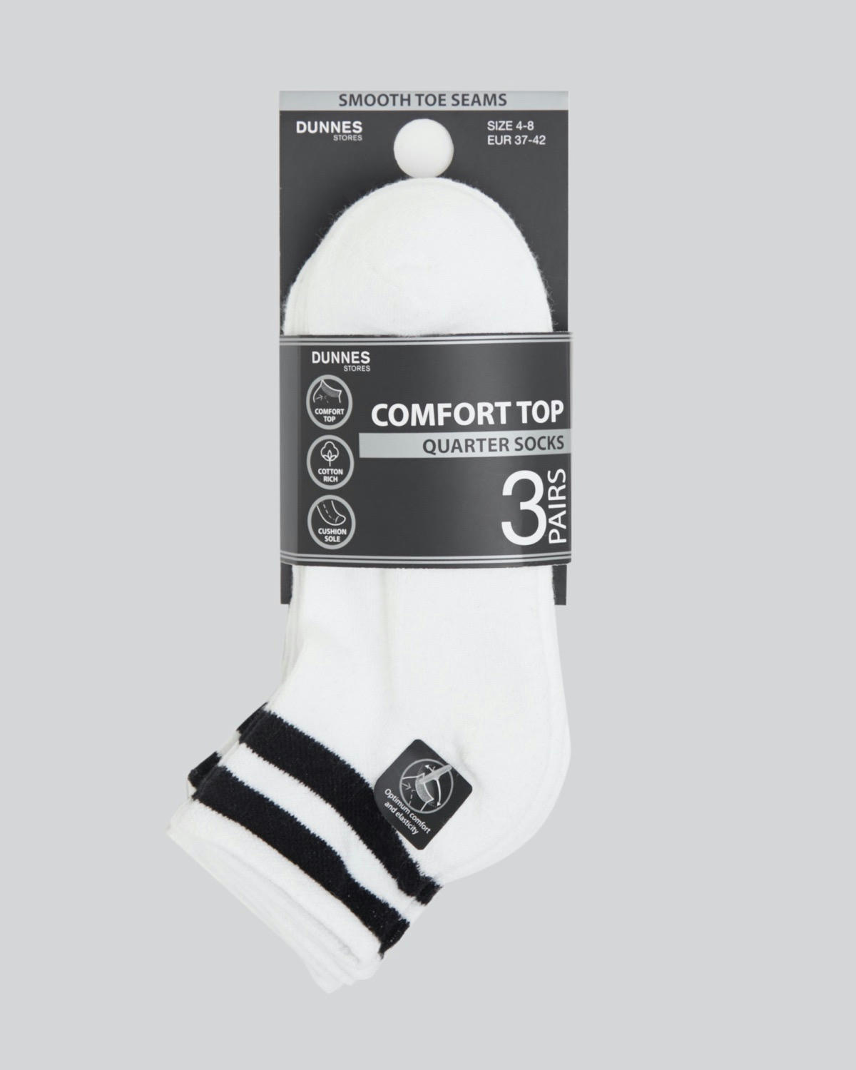 Cotton Rich Quarter Socks - Pack Of 3