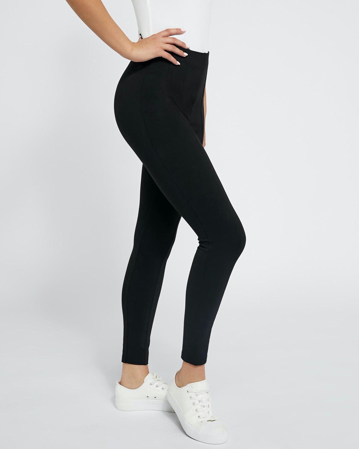 High Waisted Stretch Ponte Black Leggings
