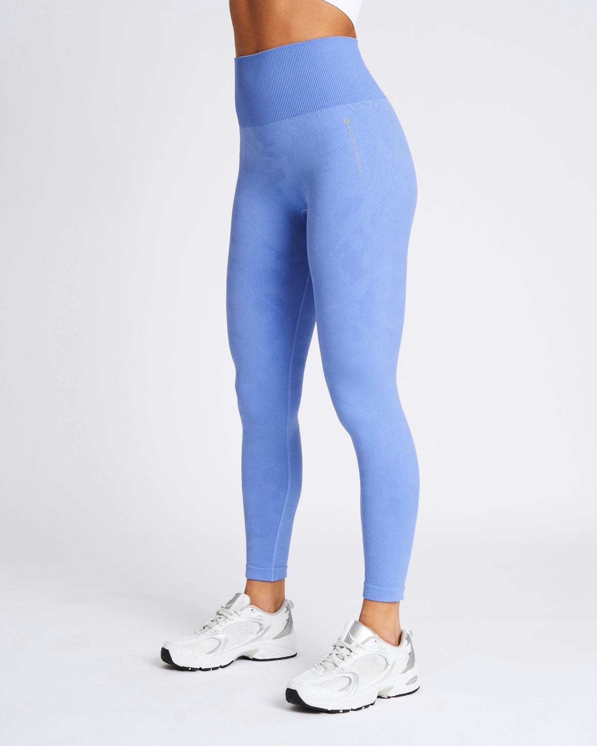 Powercut Solid Seamless Jacquard Camo Legging In Cornflower Blue