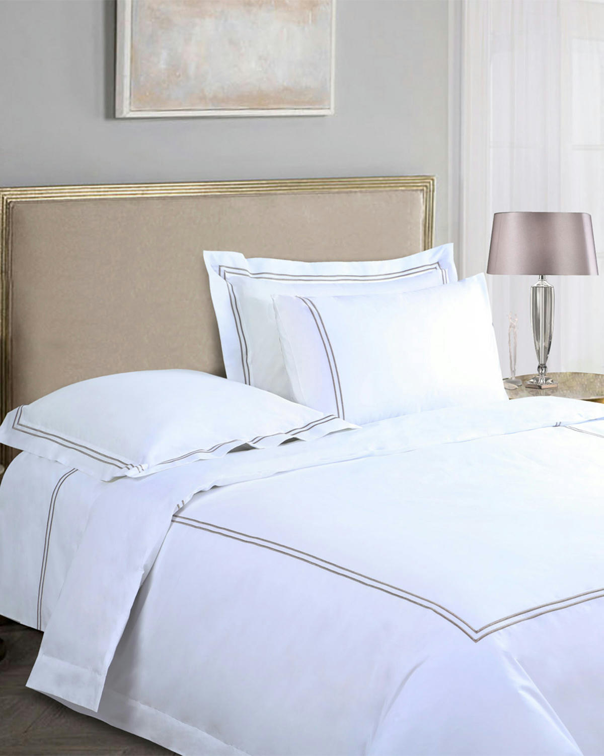 Francis Brennan the Collection Mink Double Stripe Duvet Cover