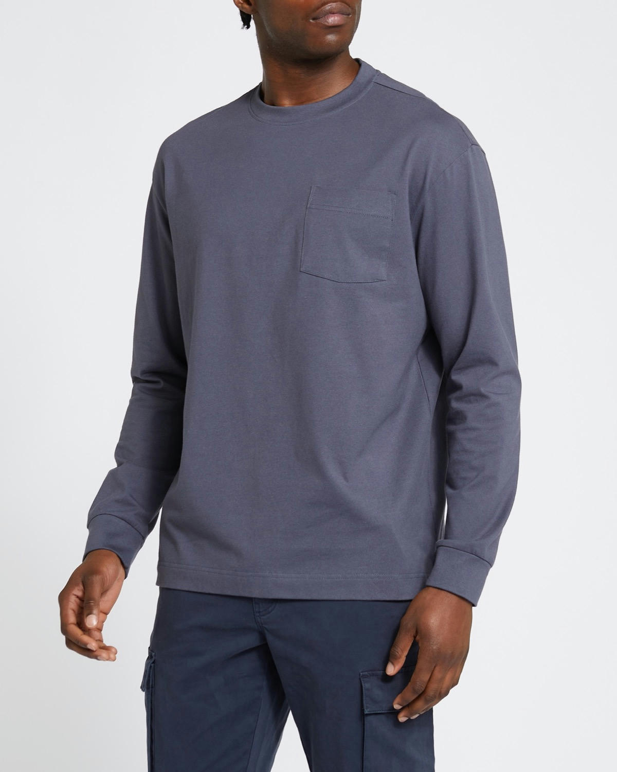 Cotton Long-Sleeved Pocket T-Shirt