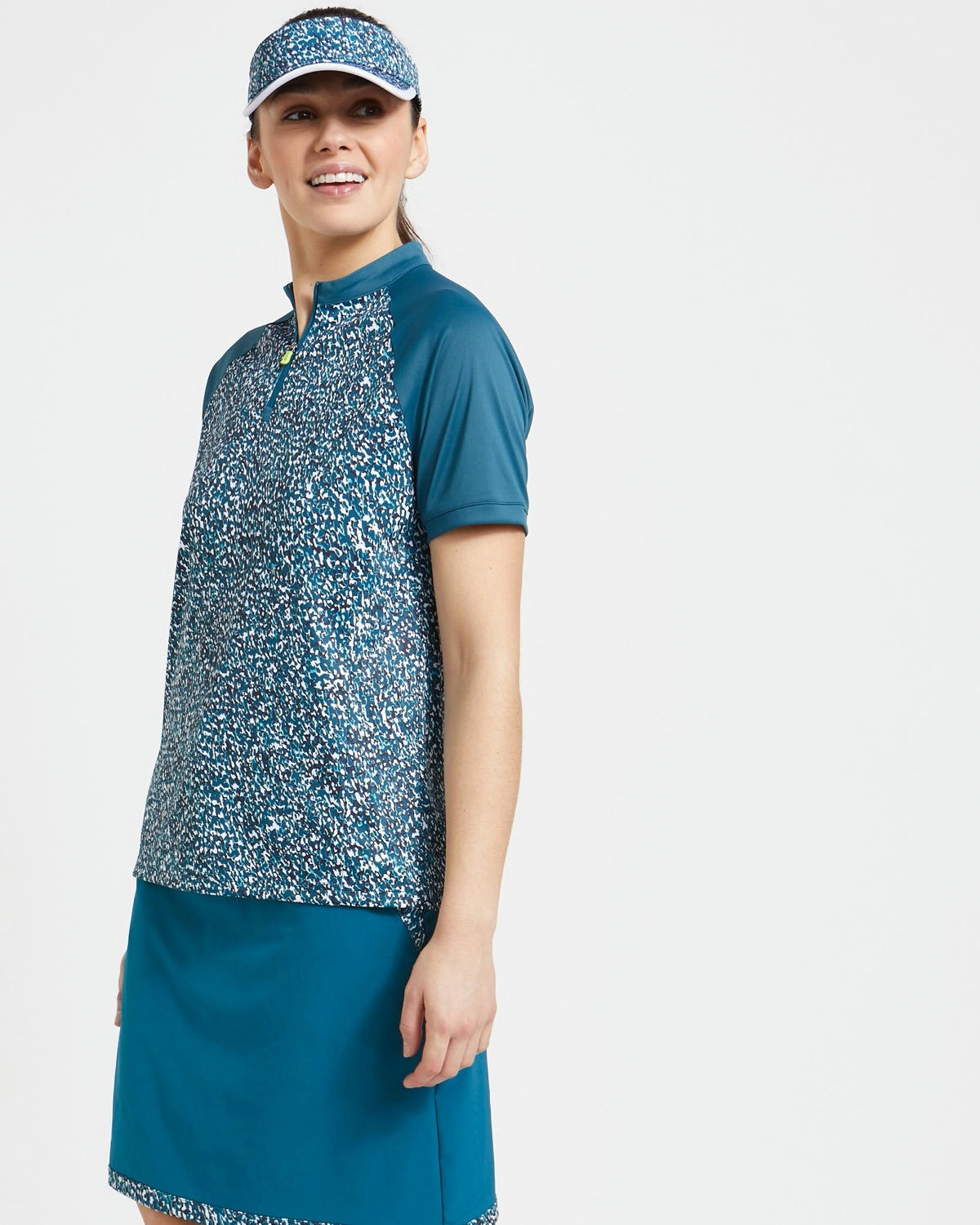 Pádraig Harrington Golf Teal Blurry Print Polo Shirt