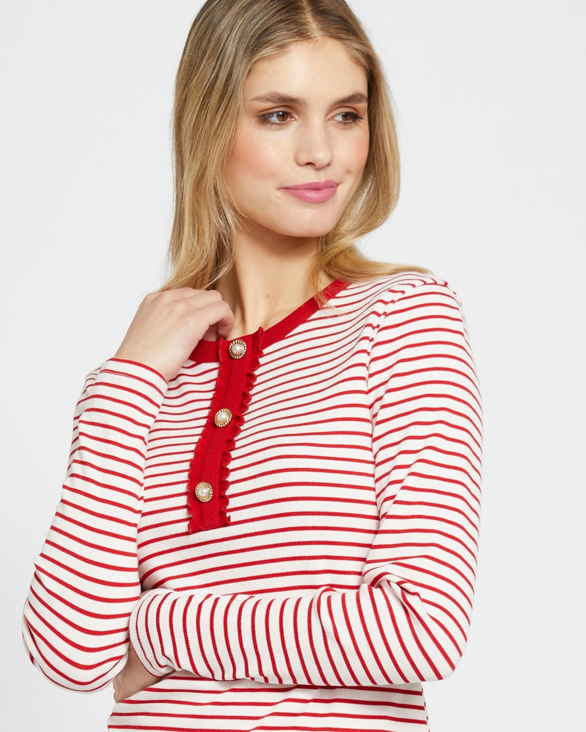 Savida Hazel Ribbed Button Top