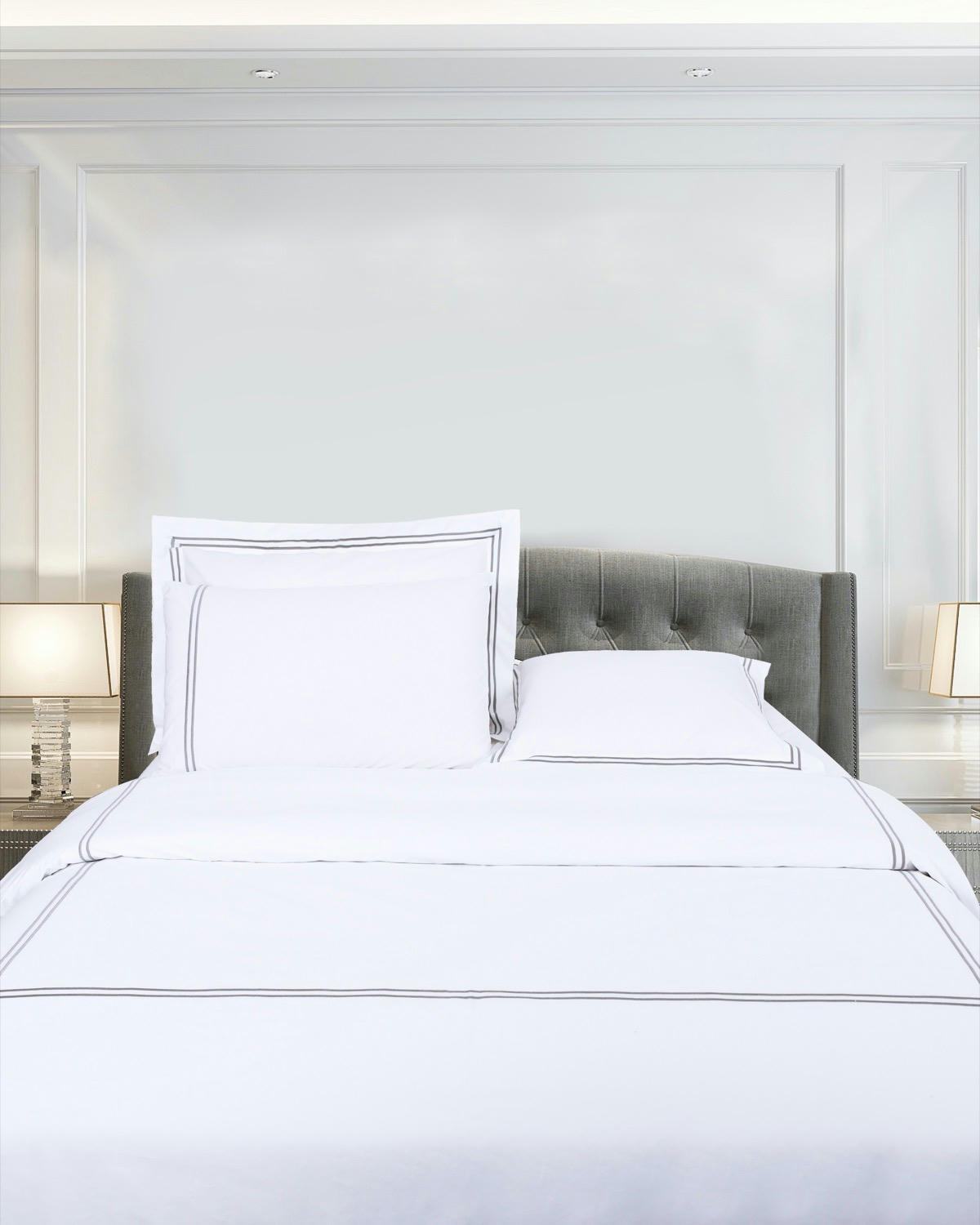 Francis Brennan the Collection Grey Double Stripe Oxford Pillowcase