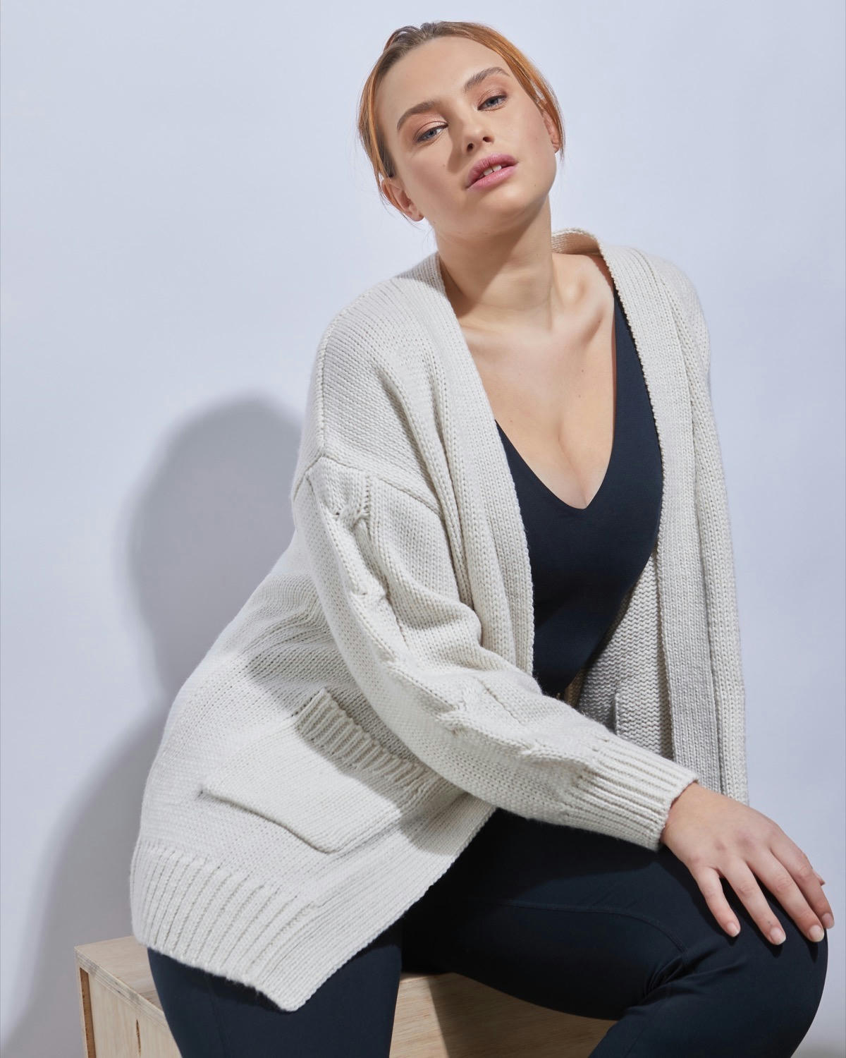 Cable Sleeve Long Cardigan