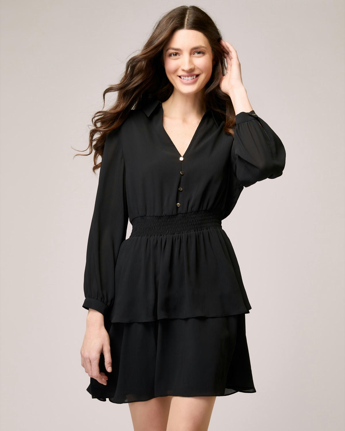 Shirred Waist Tiered Dress