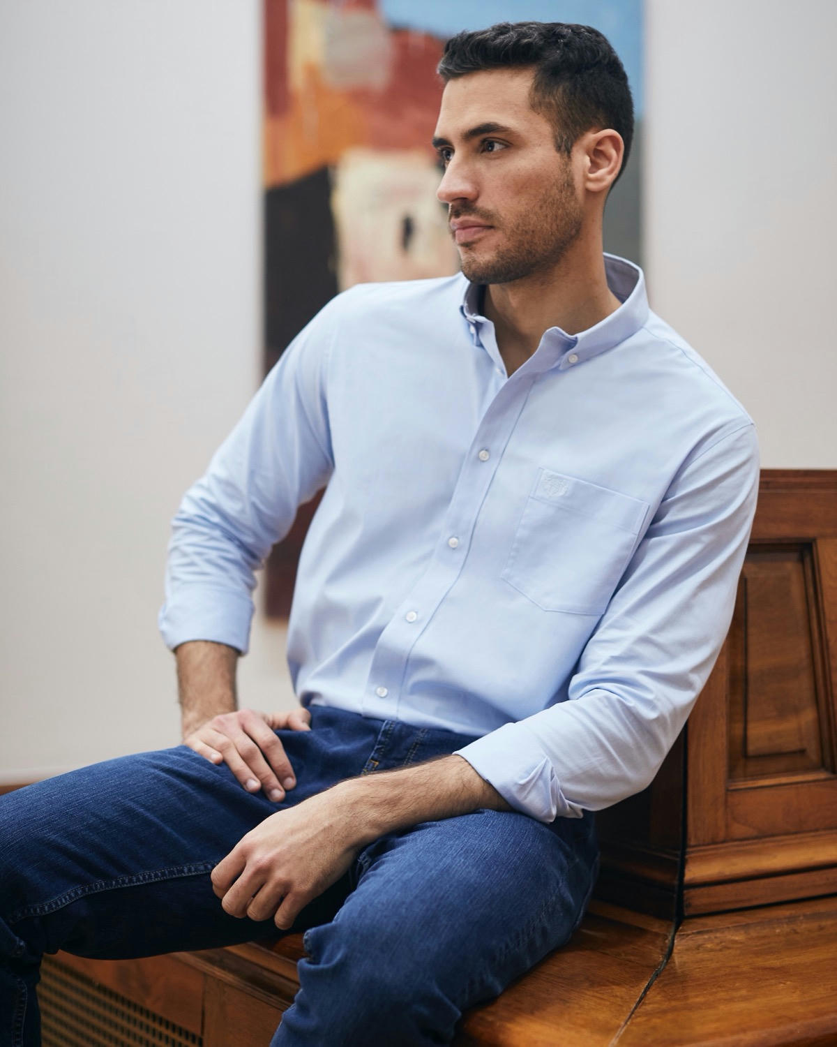 Paul Costelloe Living Regular Fit Stretch Oxford