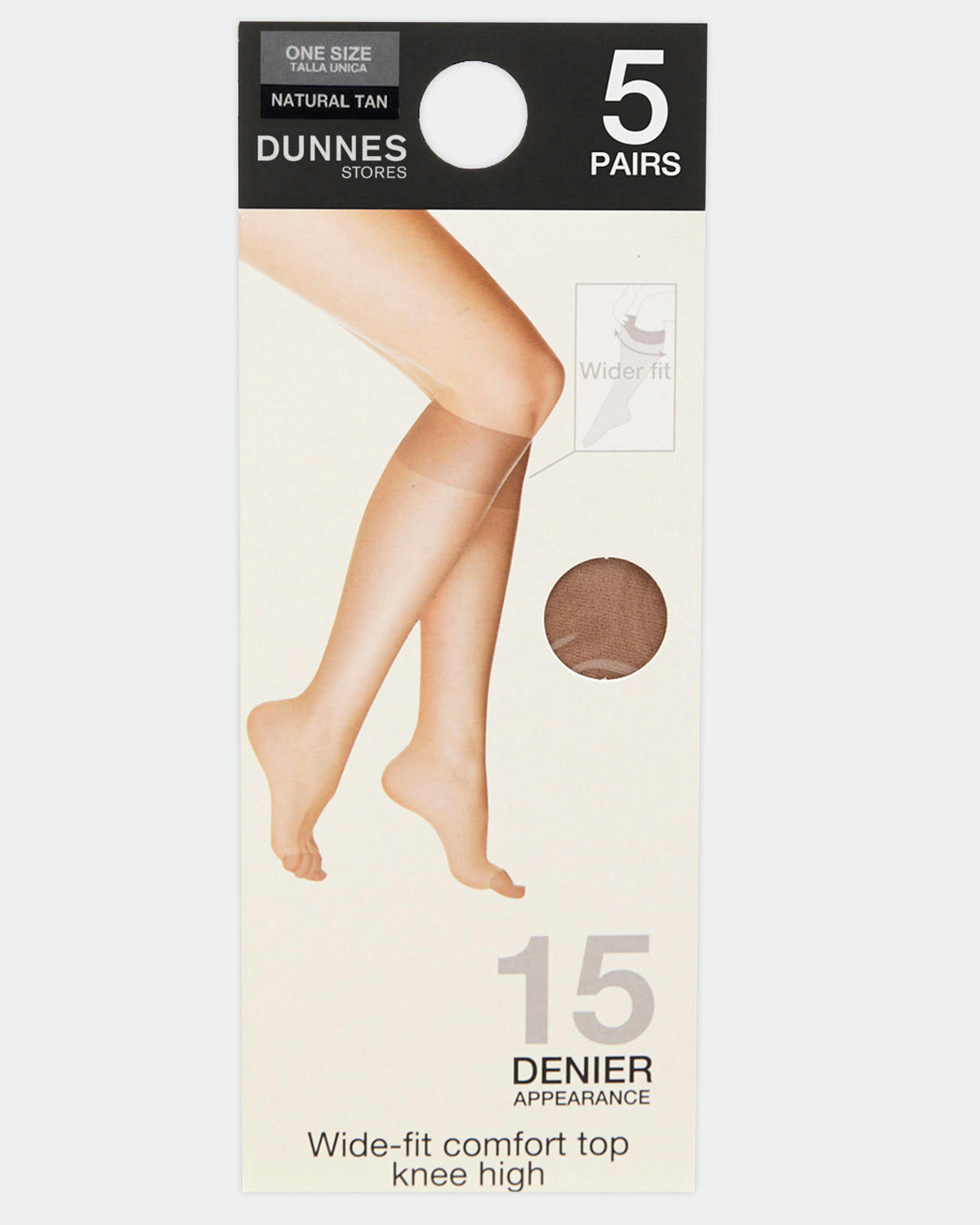 15 Denier Wide Fit Knee Highs - Pack Of 5