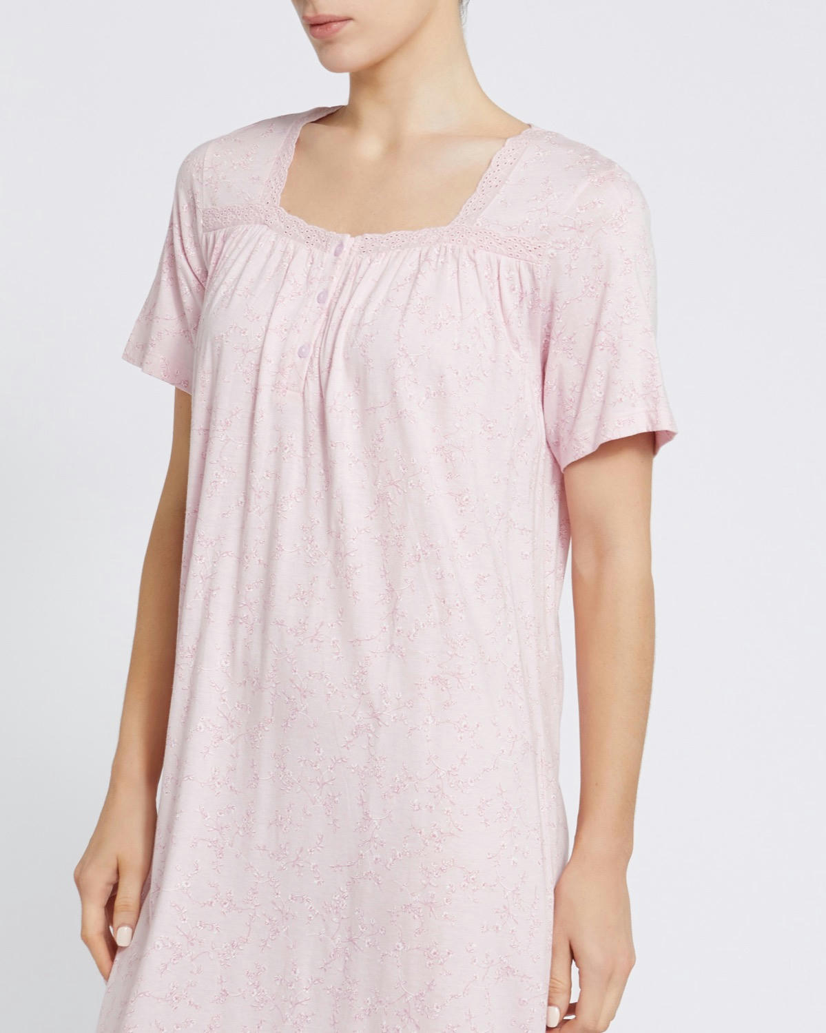 Lace Trim Traditional Nightdress