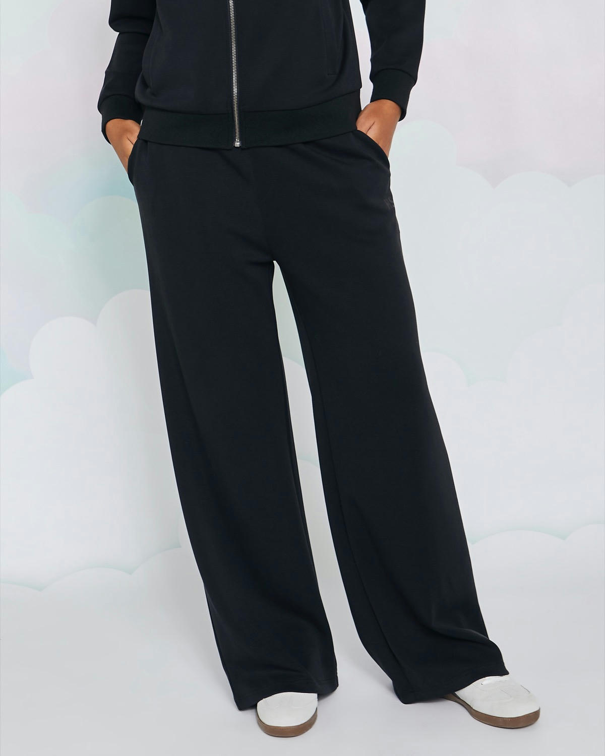 Helen Steele Black Soft Touch Wide Leg Joggers