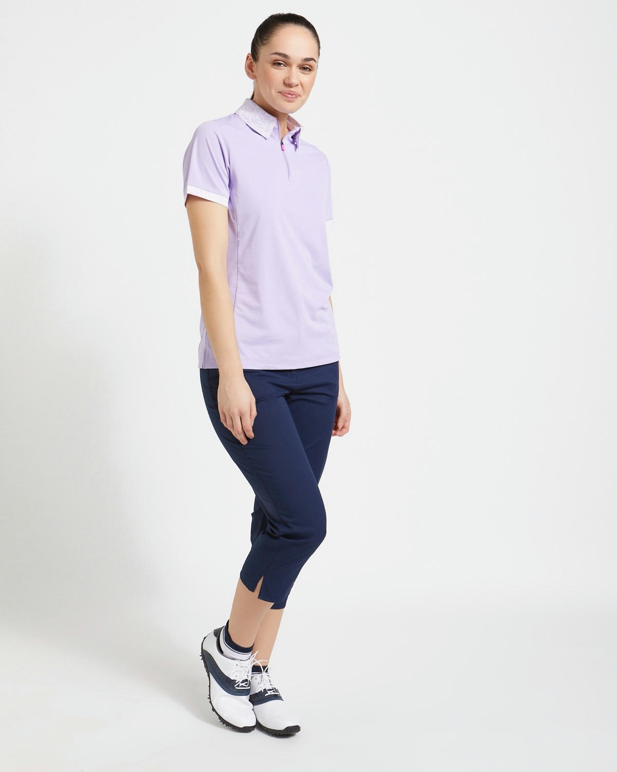 Pádraig Harrington Golf Lavender Dash Print Polo Shirt