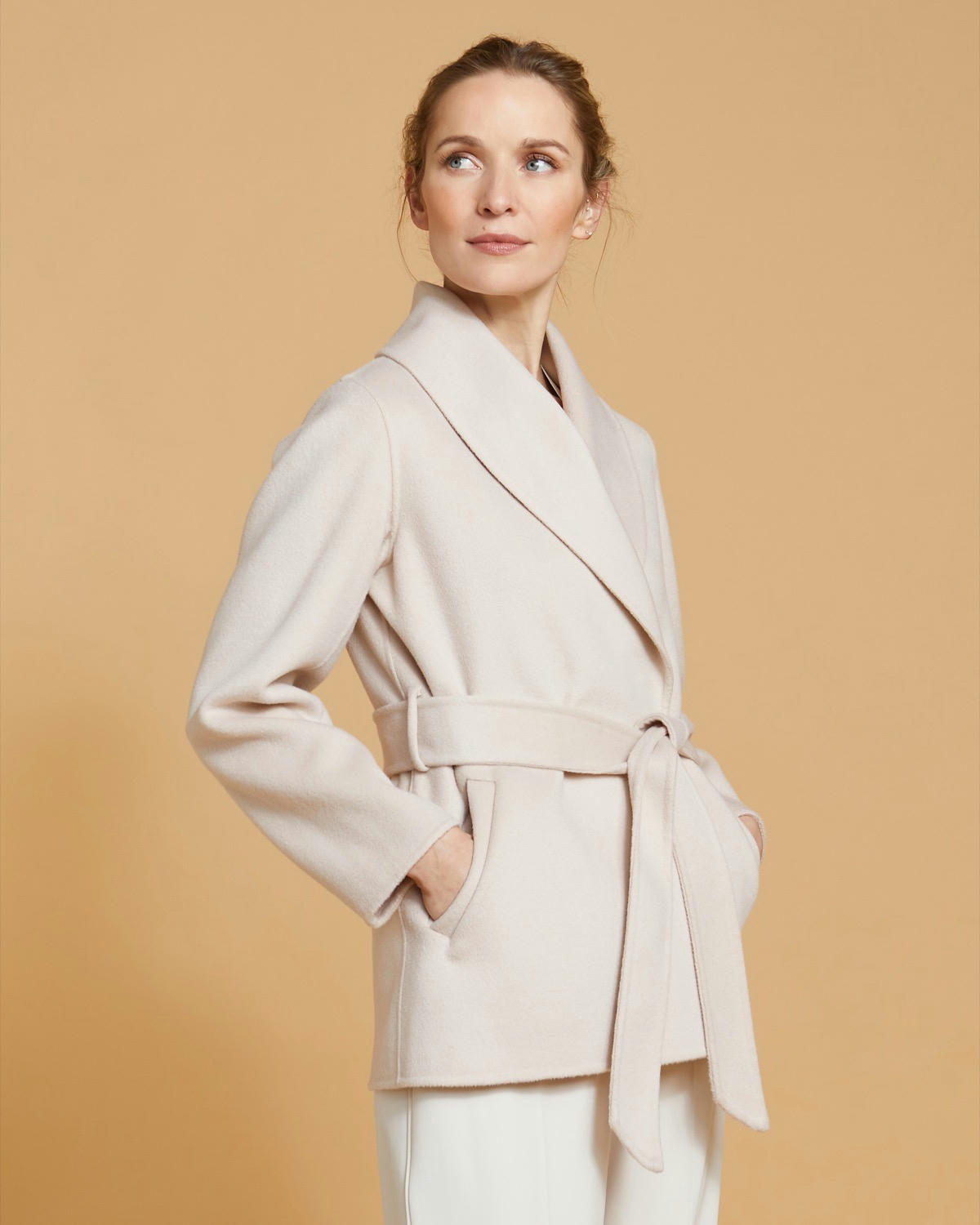 Paul Costelloe Living Studio Stone Short Shawl Collar Coat