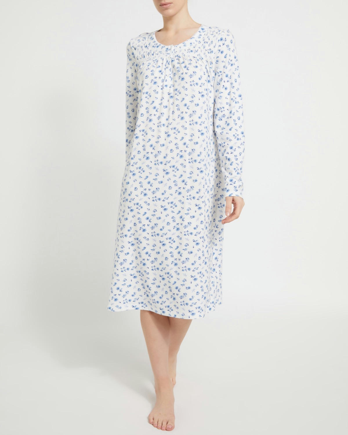Long Sleeve Shirred Nightdress