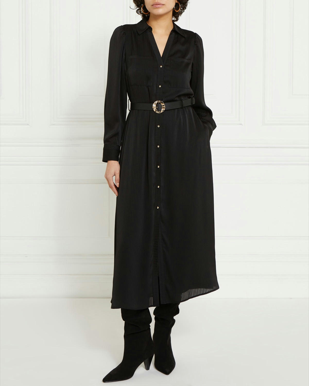 Gallery Stripe Belted Shirt Dress