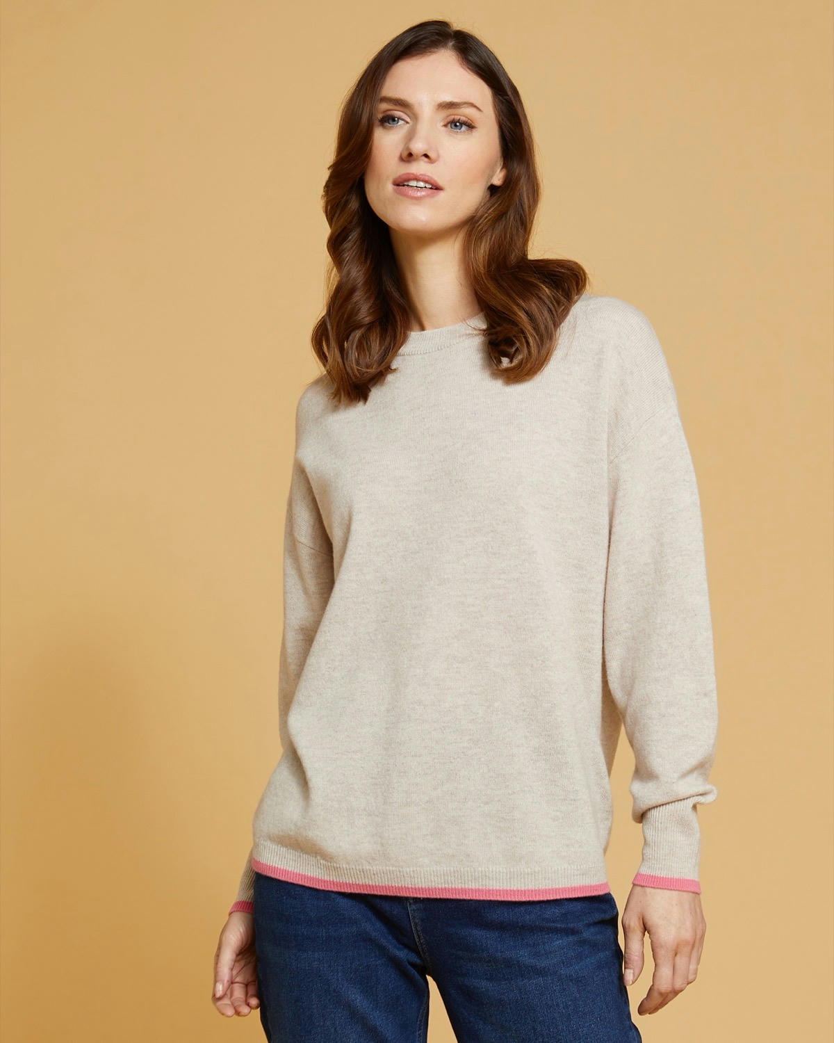 Paul Costelloe Living Studio Tipped Merino Wool Crew Neck Jumper