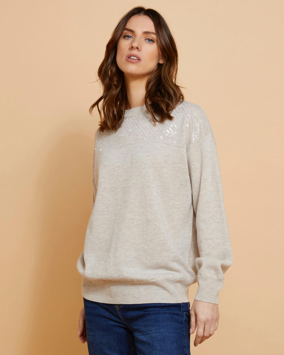 Paul Costelloe Living Studio Merino Sequin Panel Jumper