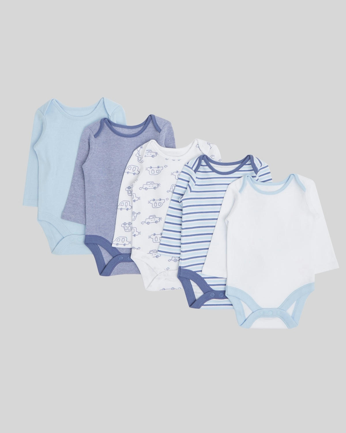 Long Sleeve Bodysuit - Pack Of 5 (Newborn-3 years)