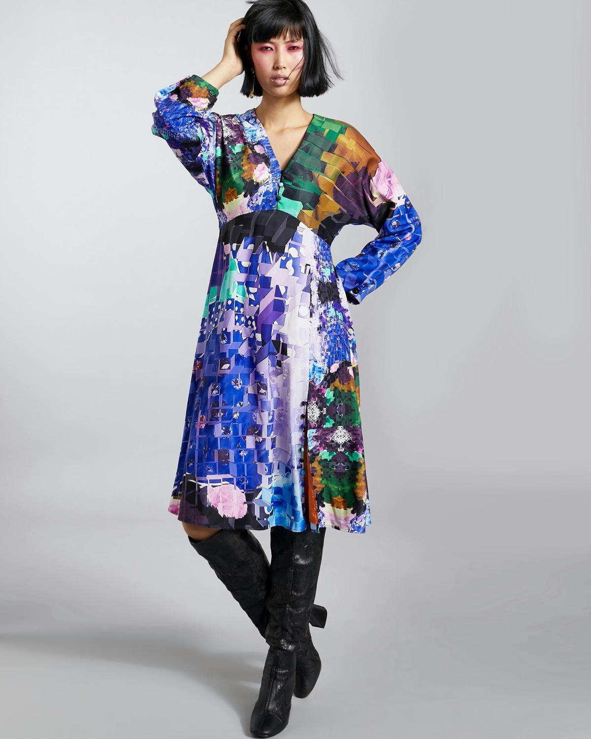 Joanne Hynes Tiger Lady Night Printed Batwing Midi Dress