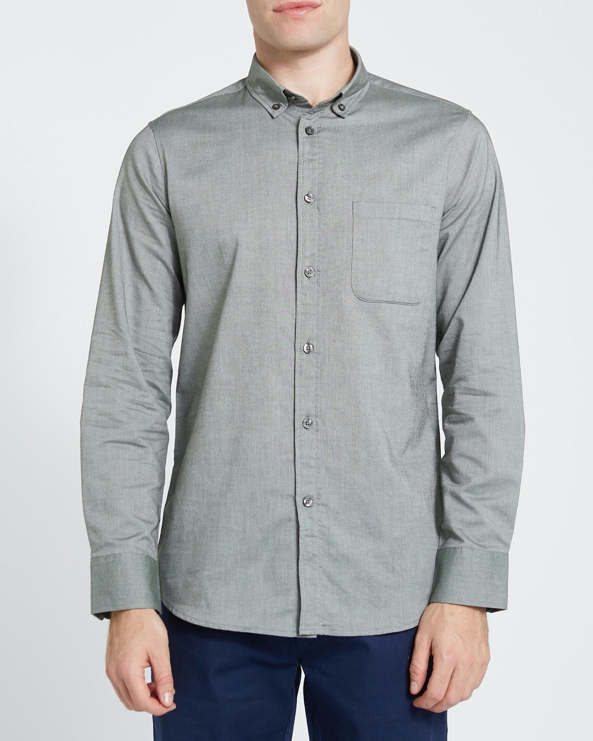 Slim Fit Long-Sleeved Cotton Oxford Shirt