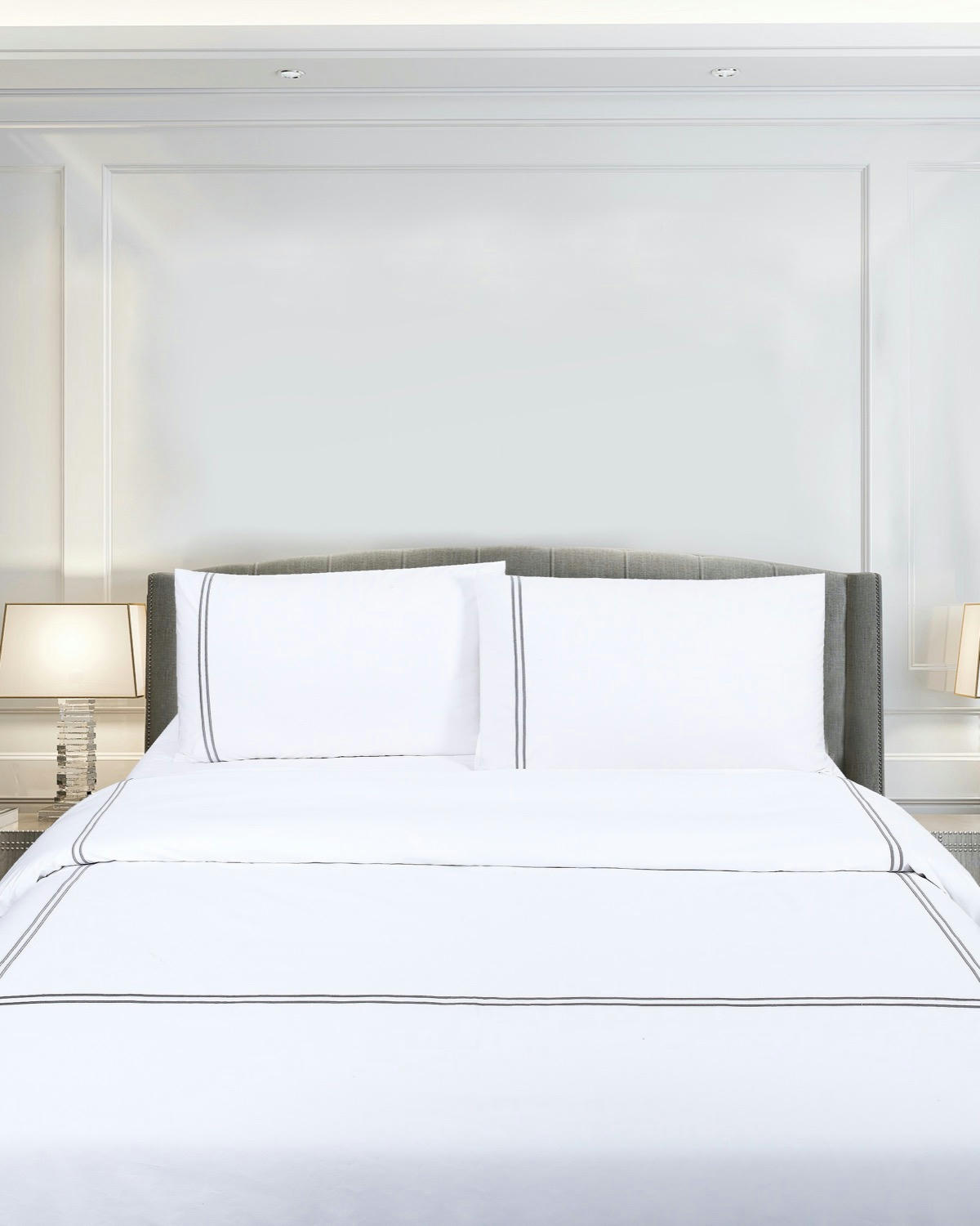 Francis Brennan the Collection Grey Double Stripe Housewife Pillowcase