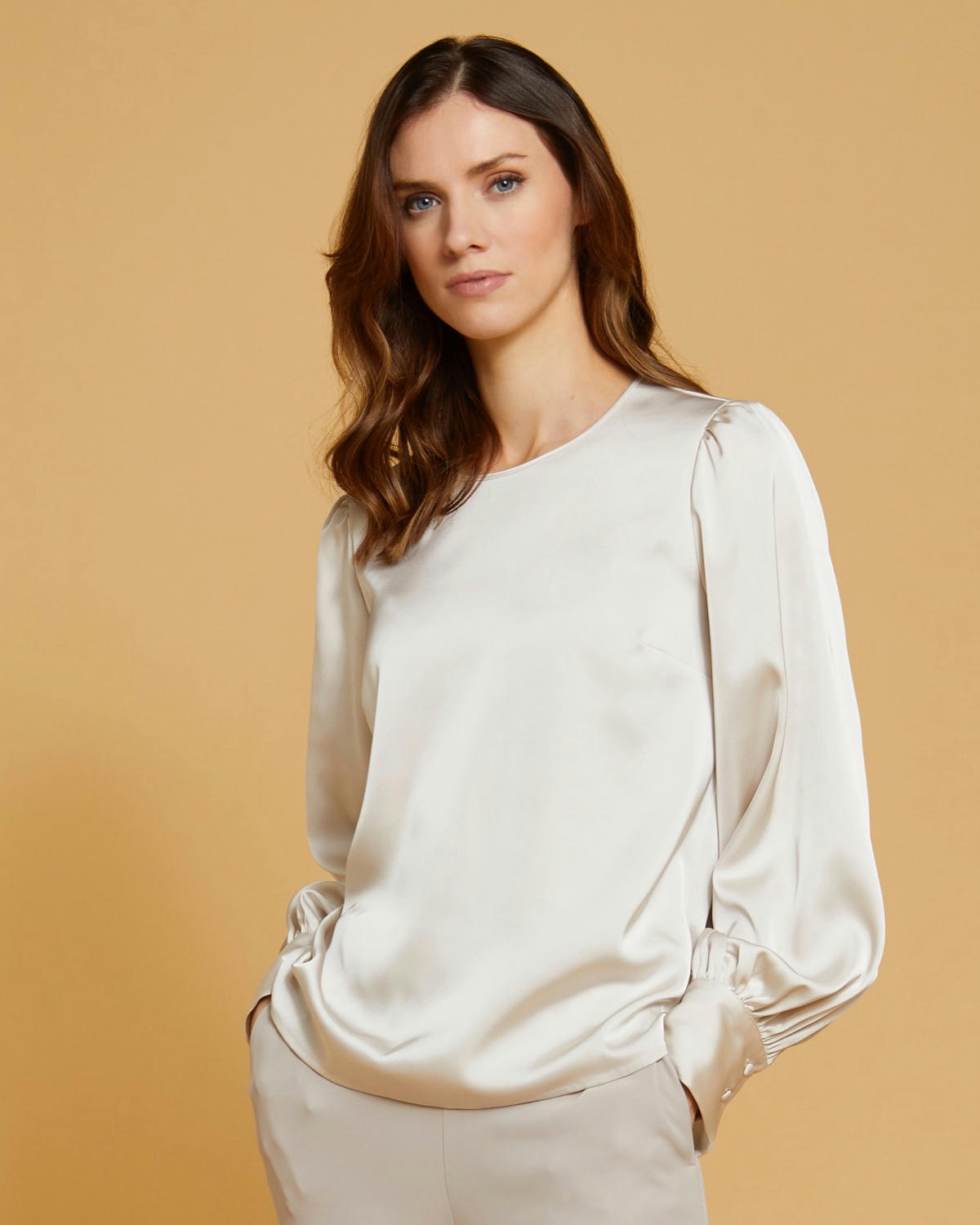 Paul Costelloe Living Studio Stone Sophia Long-Sleeved Top