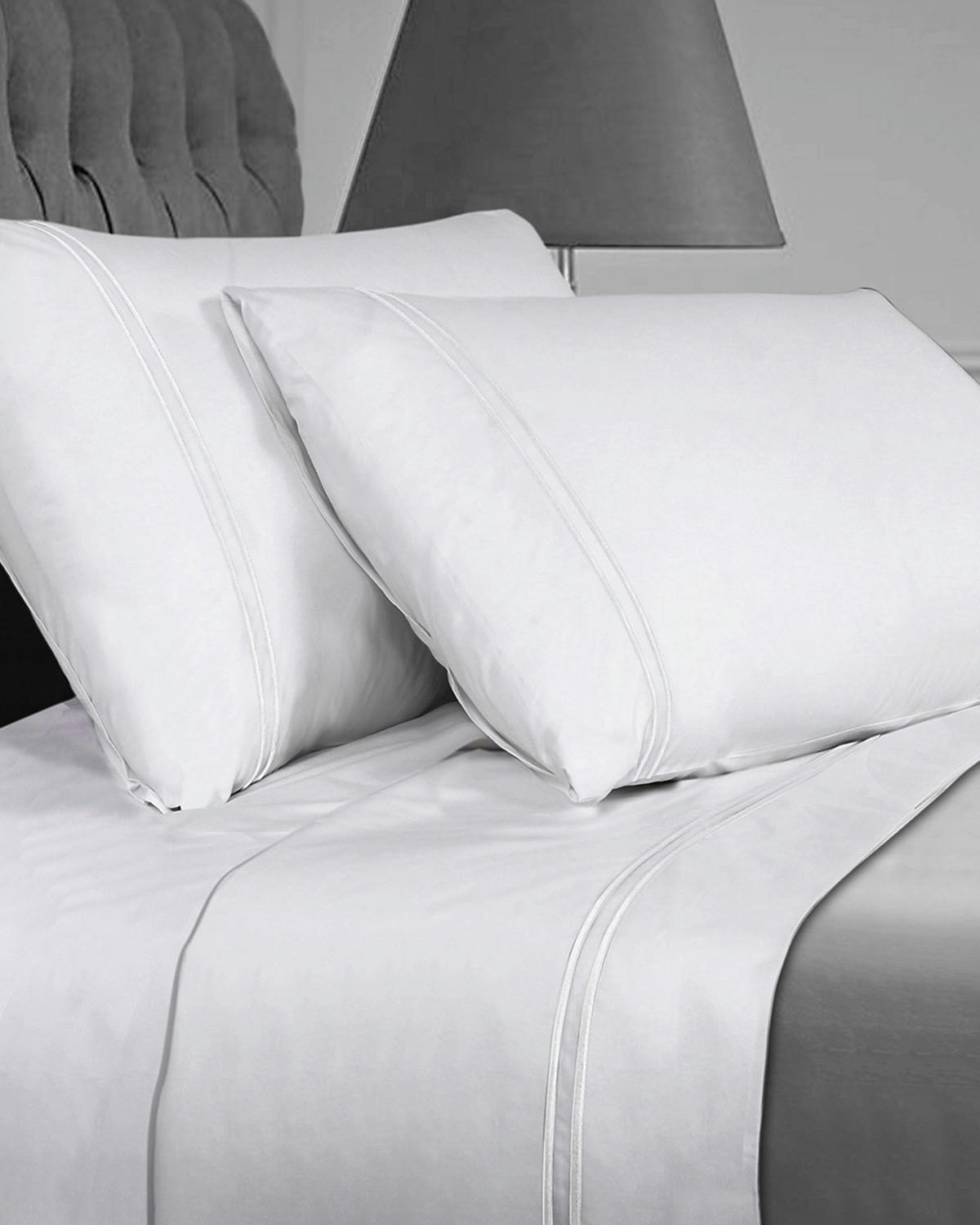 Francis Brennan the Collection White Double Stripe Flat Sheet