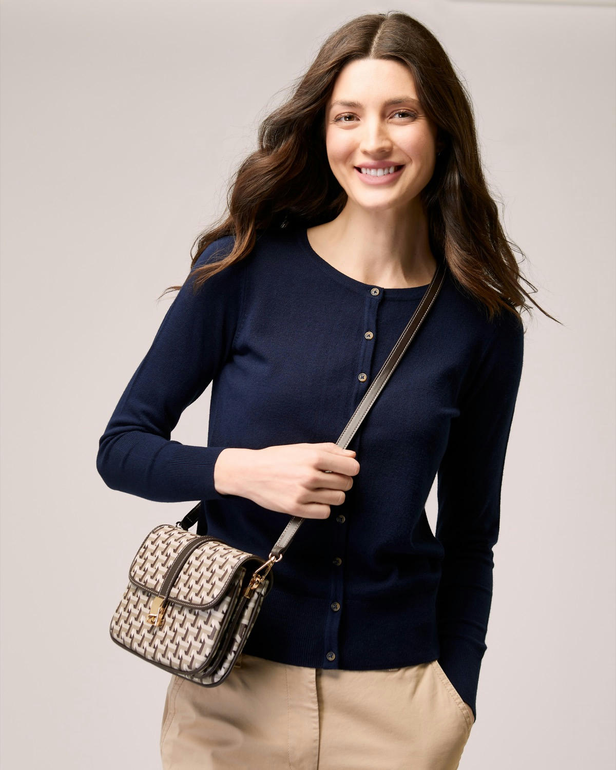 Crew Neck Button Front Cardigan