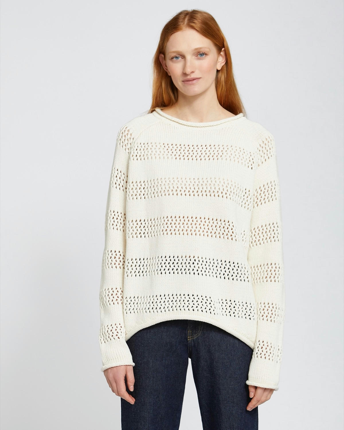 Carolyn Donnelly The Edit Lacey Cotton Blend Stitch Sweater