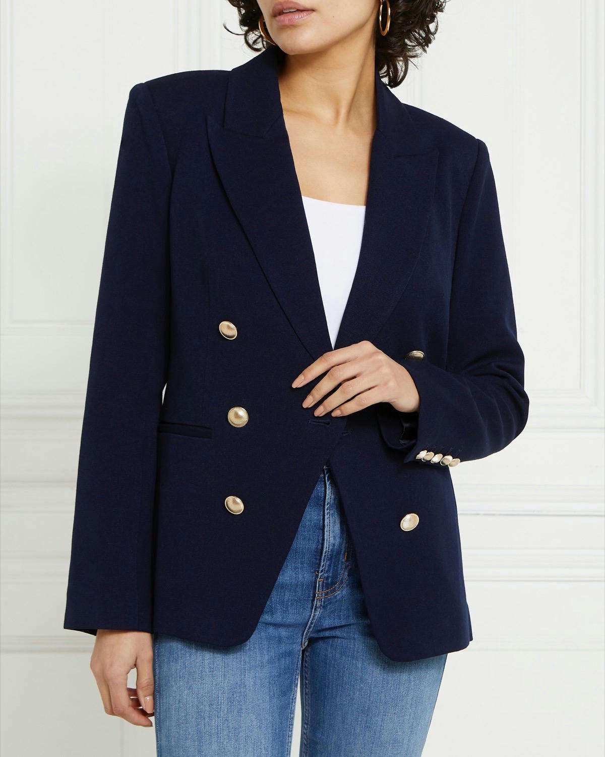 Gallery Double Breasted Blazer With Gold Buttons