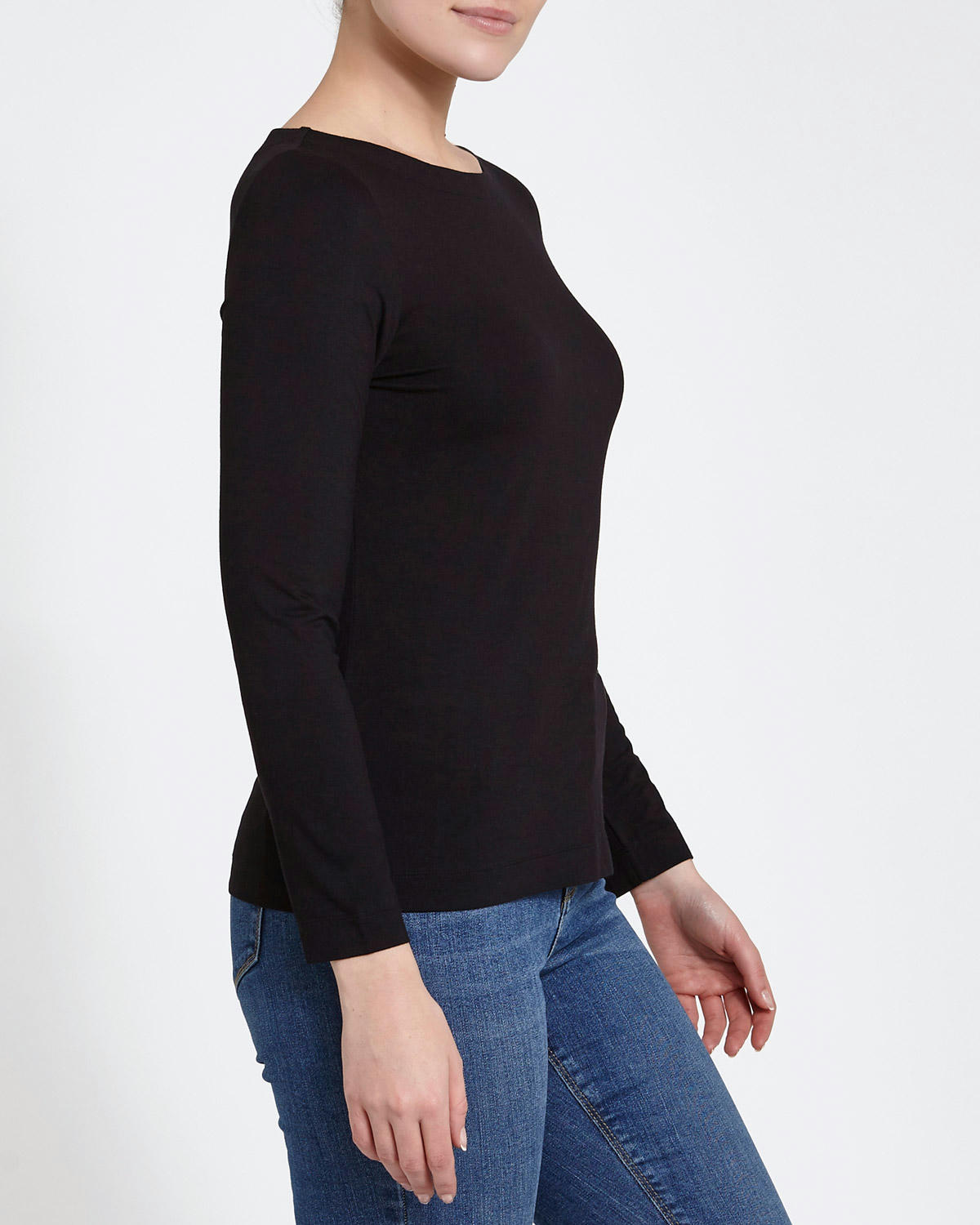 Long-Sleeved Boat Neck Top