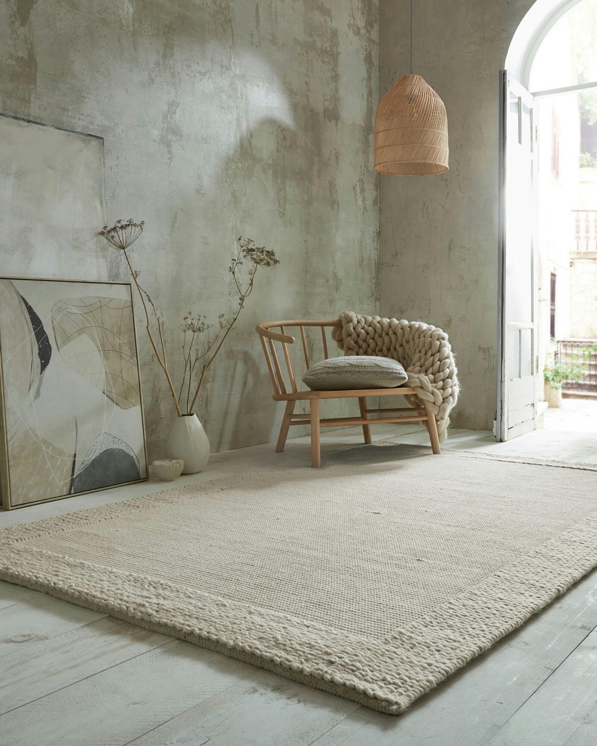 Rue Wool Plait Border Rug