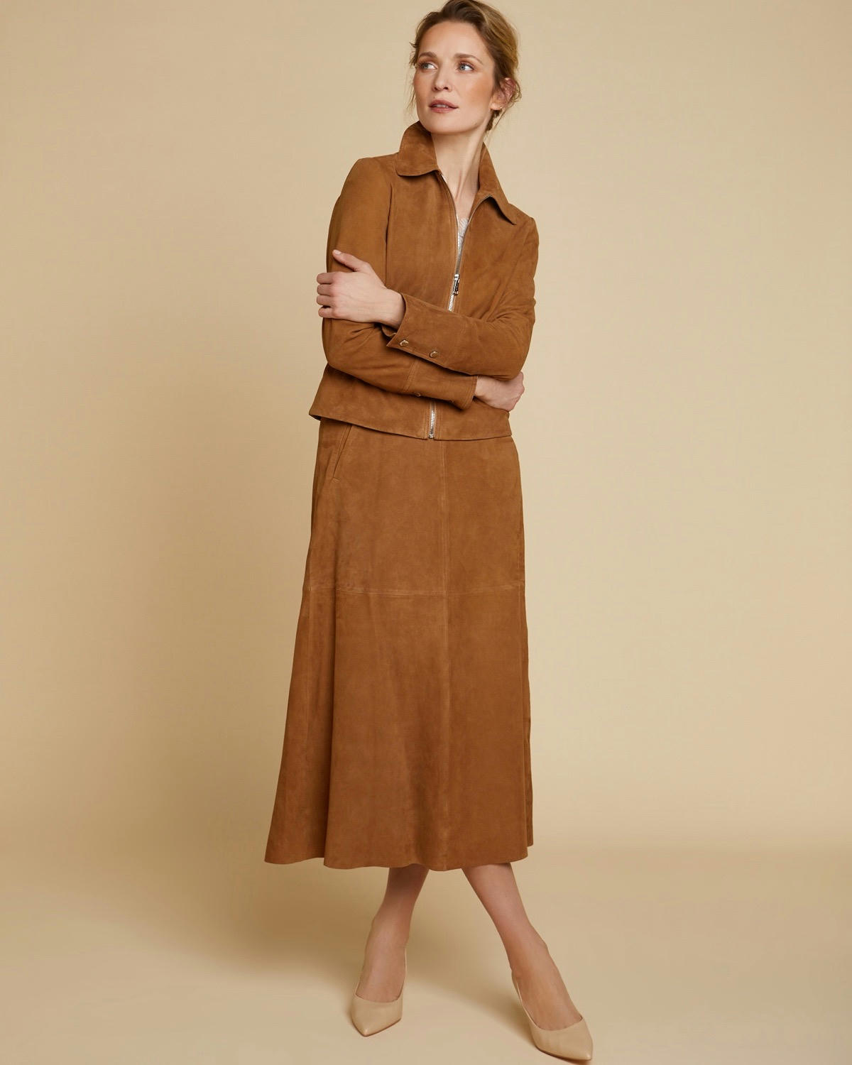 Paul Costelloe Living Studio Suede Skirt