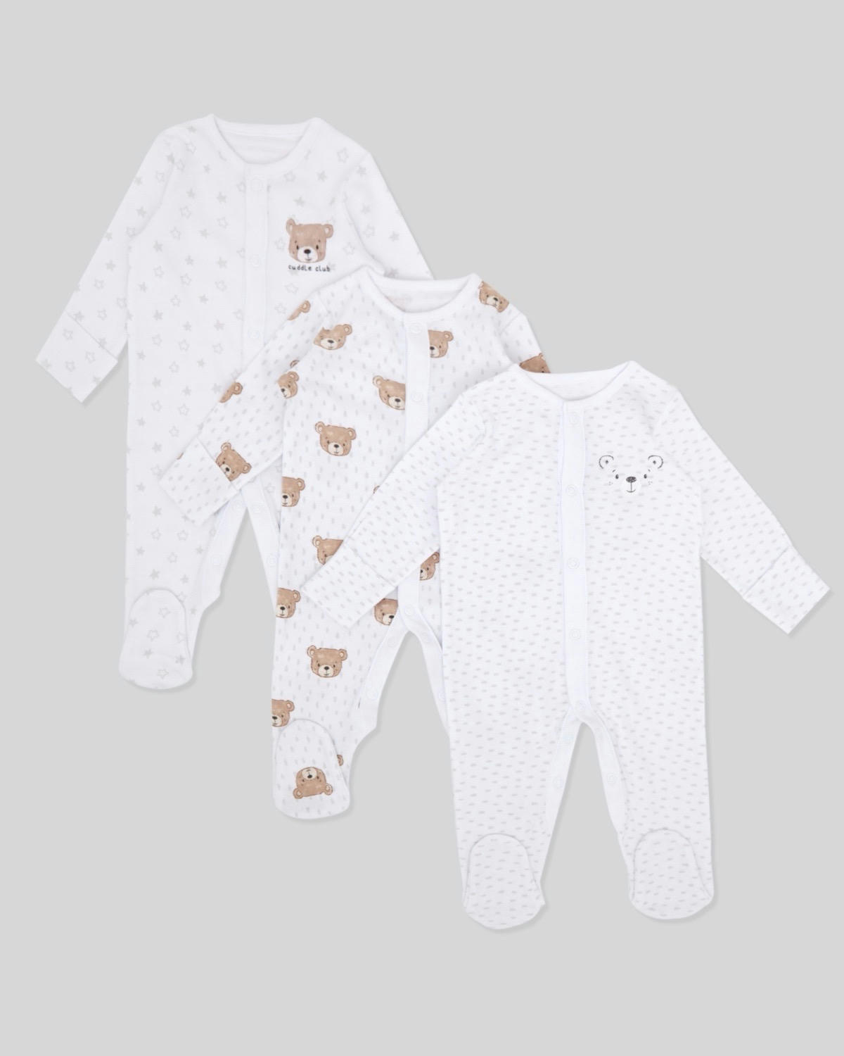 Animal Baby Sleepsuit - Pack Of 3 (Newborn-9 Months)