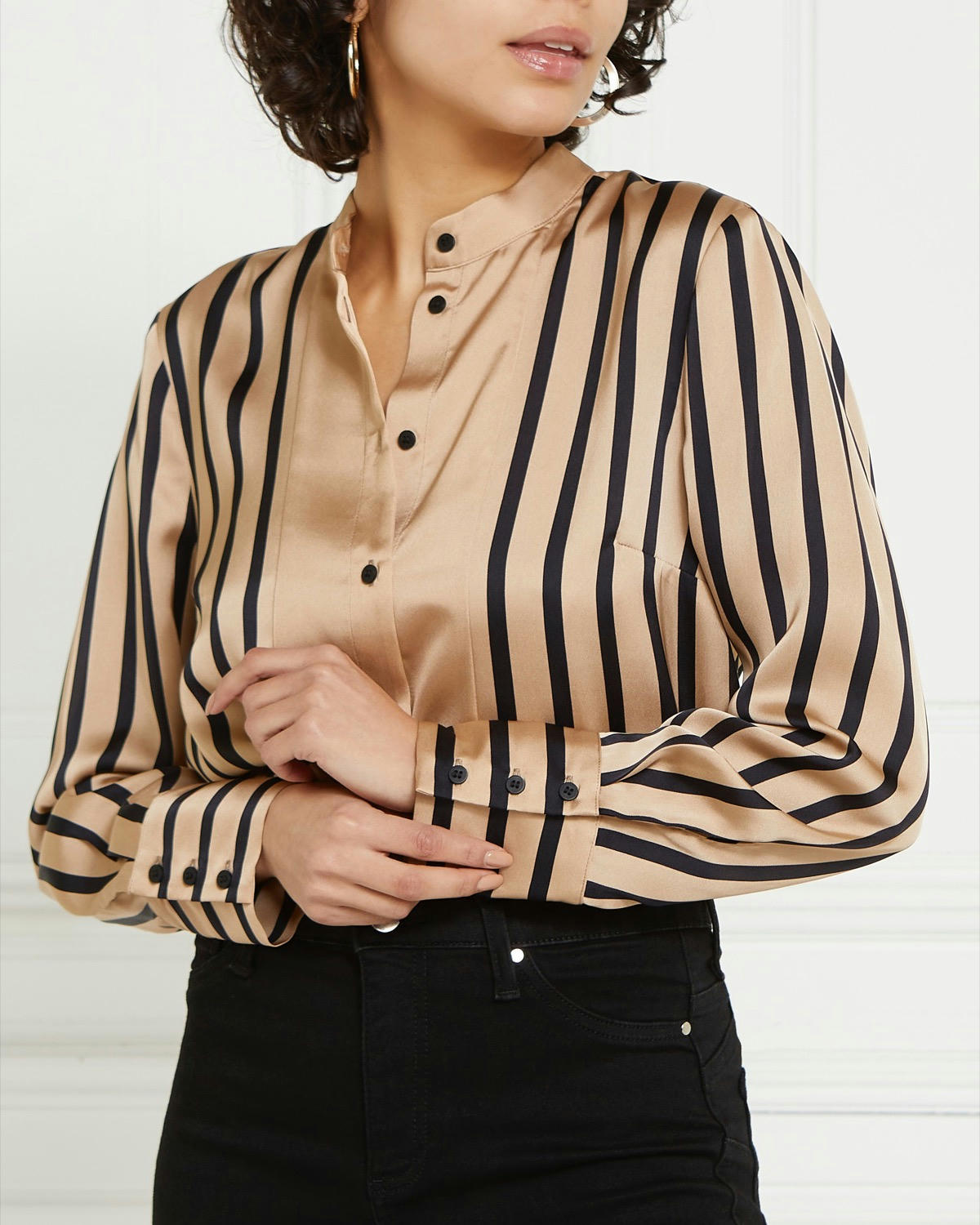 Gallery Astrid Striped Satin Shirt