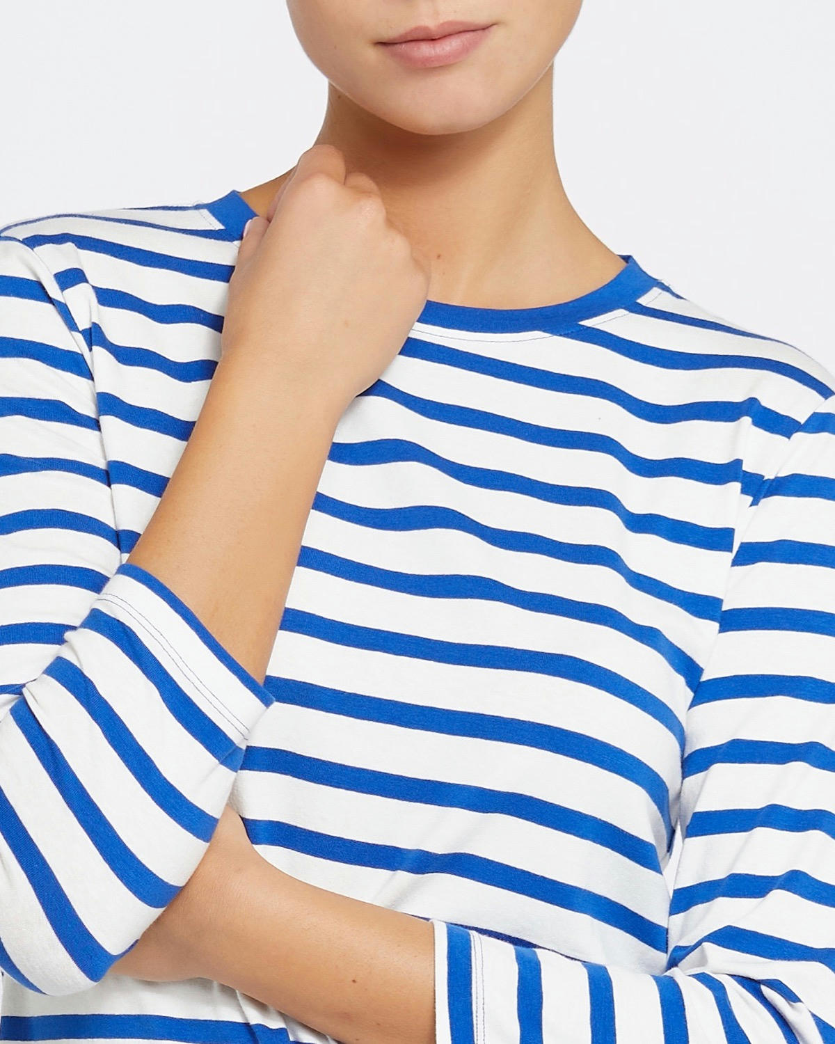 Three-Quarter Sleeve Stripe Stretch Top
