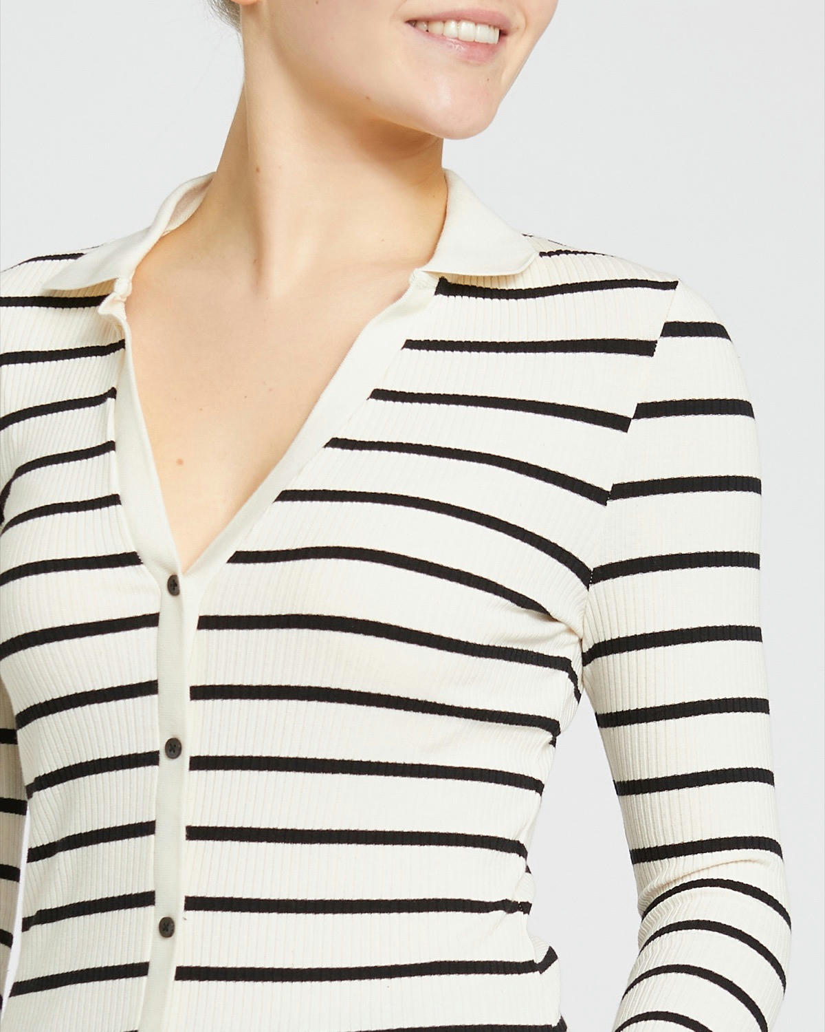 Long-Sleeved Rib Polo