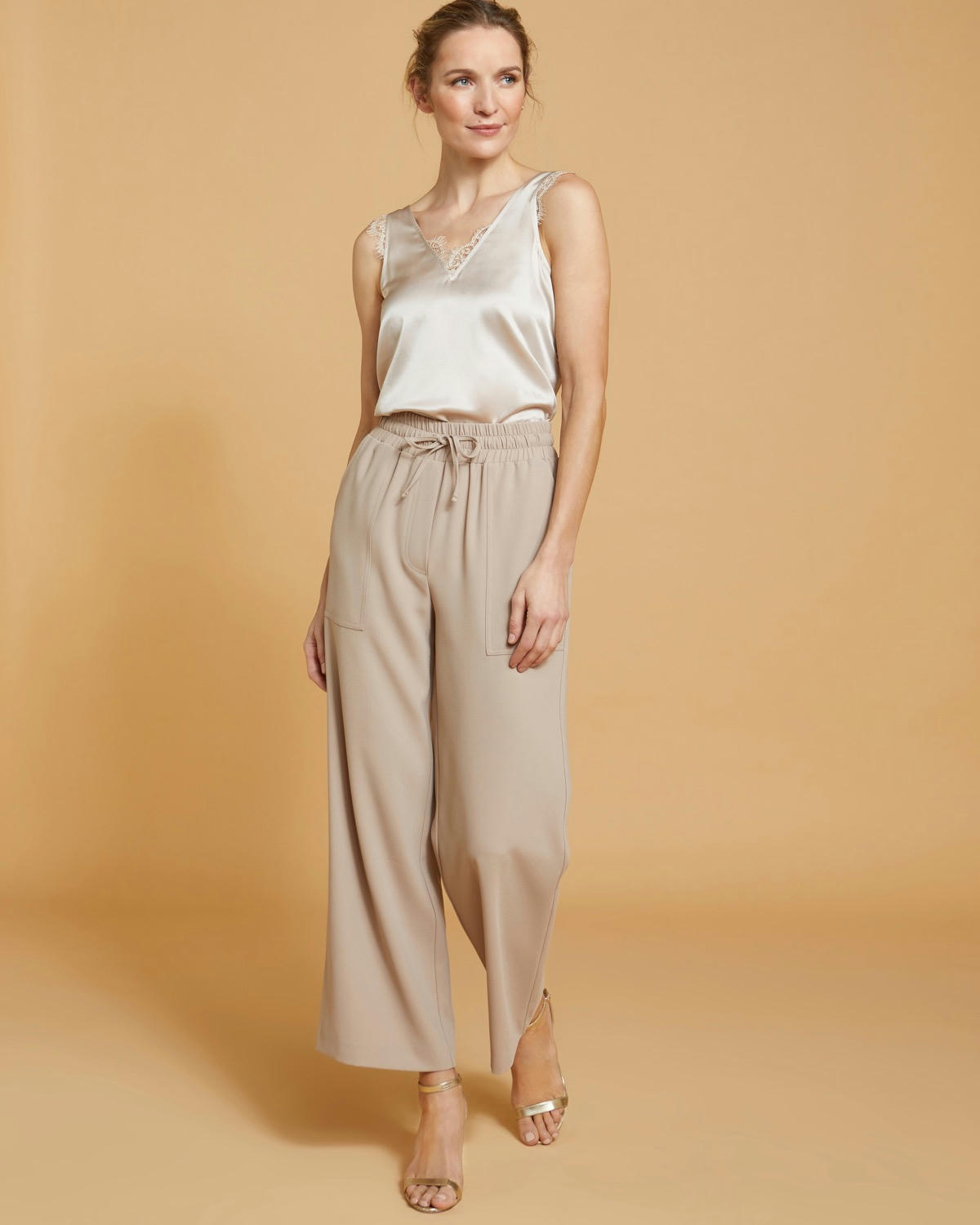 Paul Costelloe Living Studio Stone Drawstring Trousers