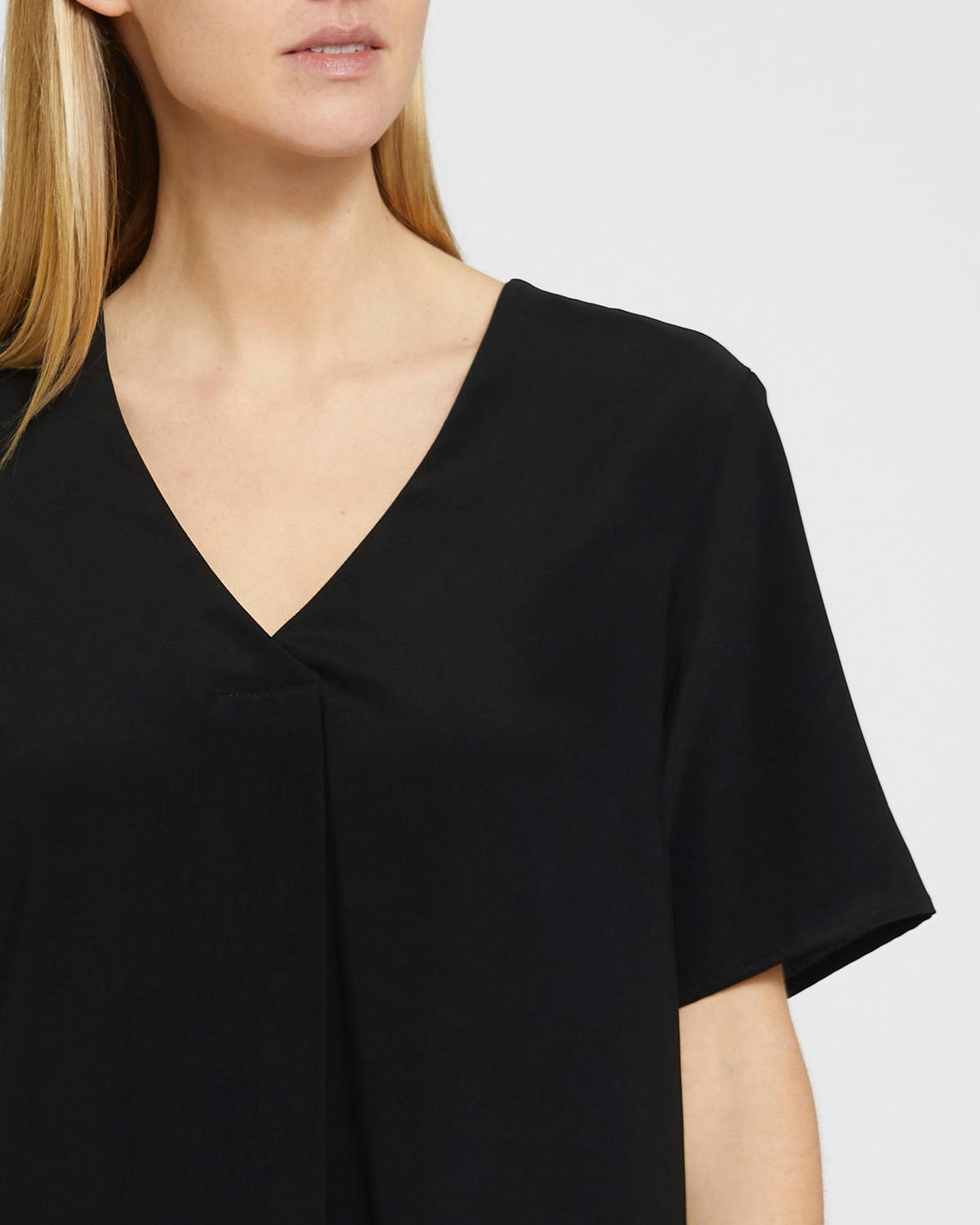 Short-Sleeved Woven Front Top