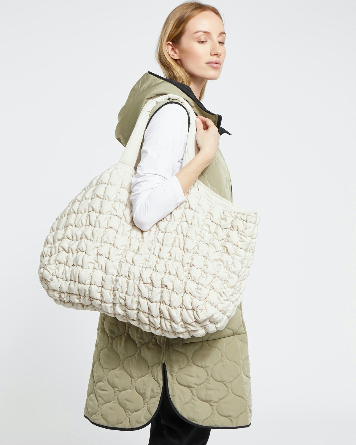 Carolyn Donnelly The Edit Stone Quilted Tote Bag