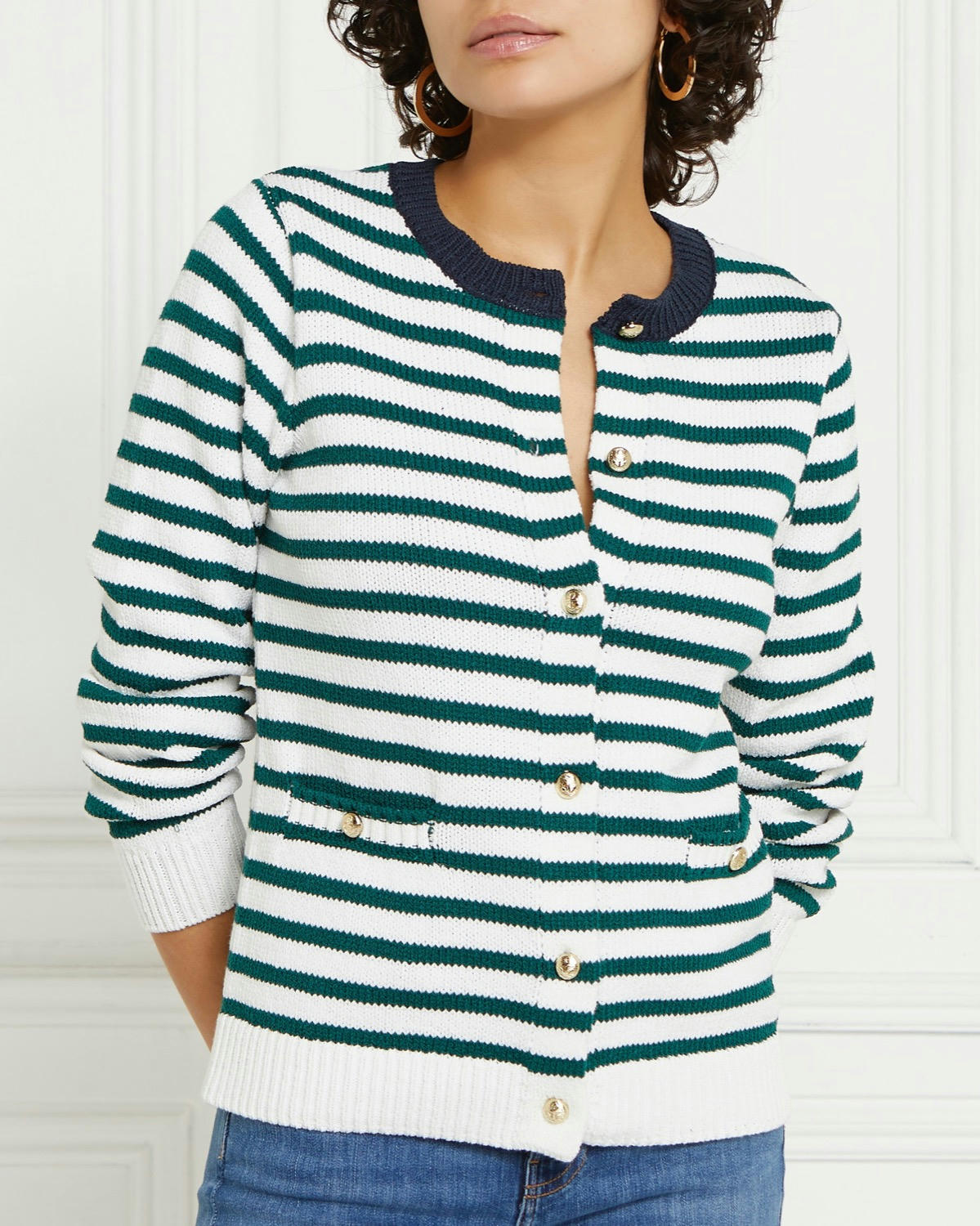 Gallery Stripe Button Cardigan