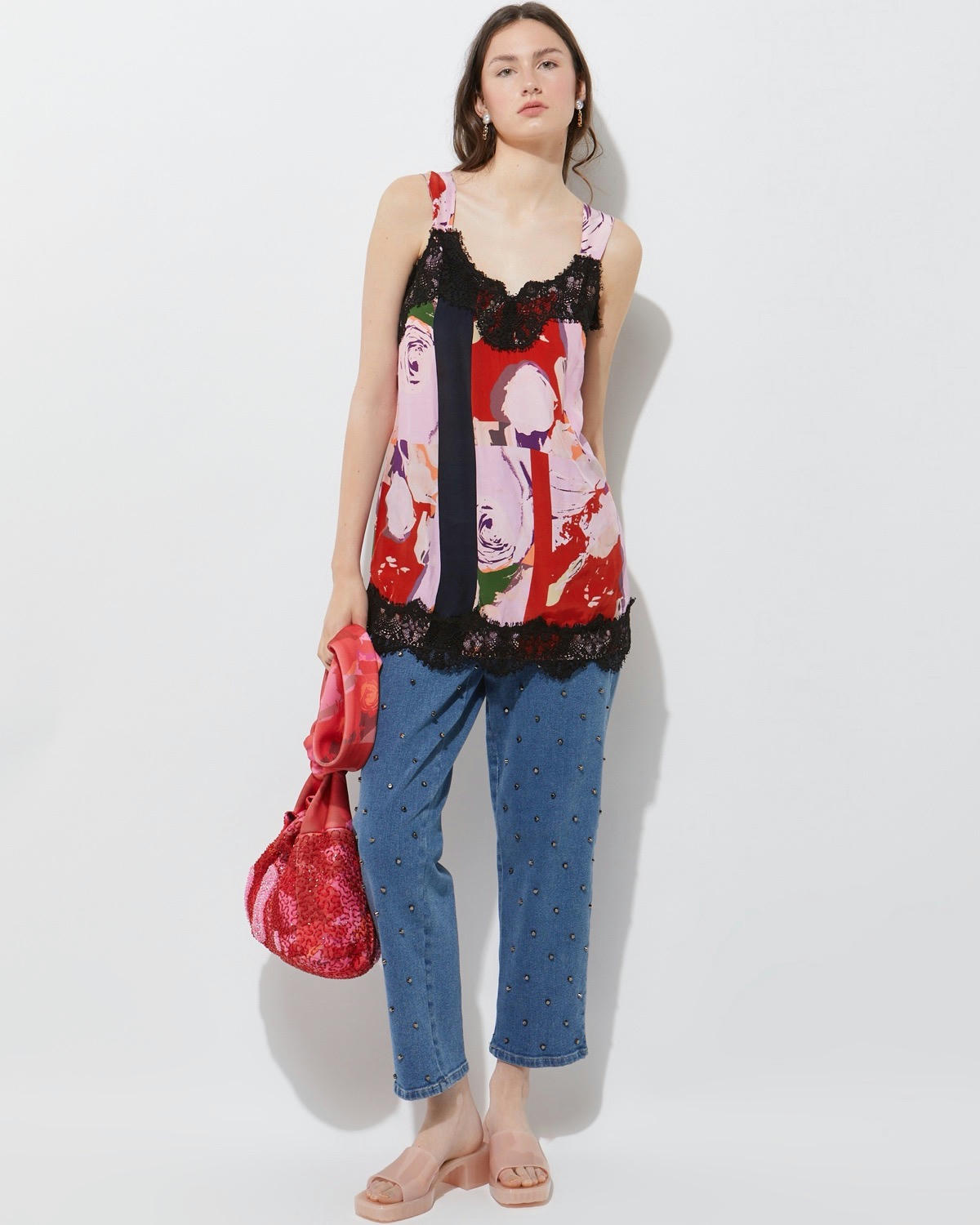 Joanne Hynes Red Rose Print Camisole And Shorts Set