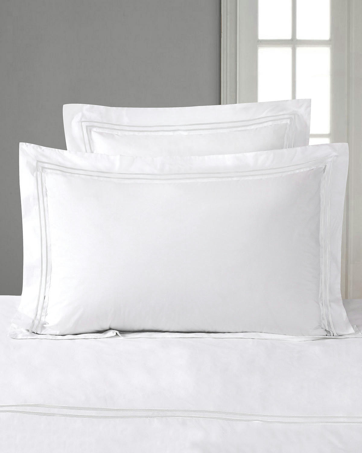Francis Brennan the Collection White Double Stripe King Oxford Pillowcase