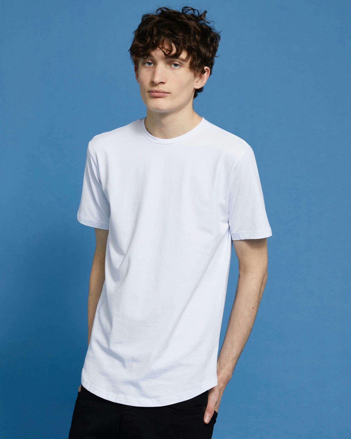 Paul Galvin Short-Sleeved Dipped Hem Stretch T-Shirt