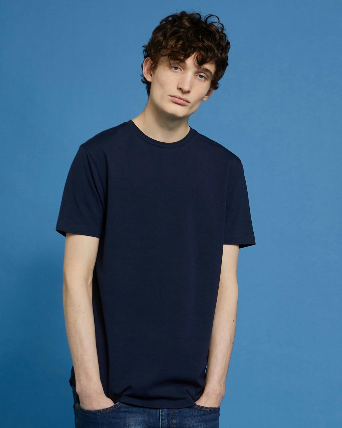 Paul Galvin Short-Sleeved Dipped Hem Stretch T-Shirt