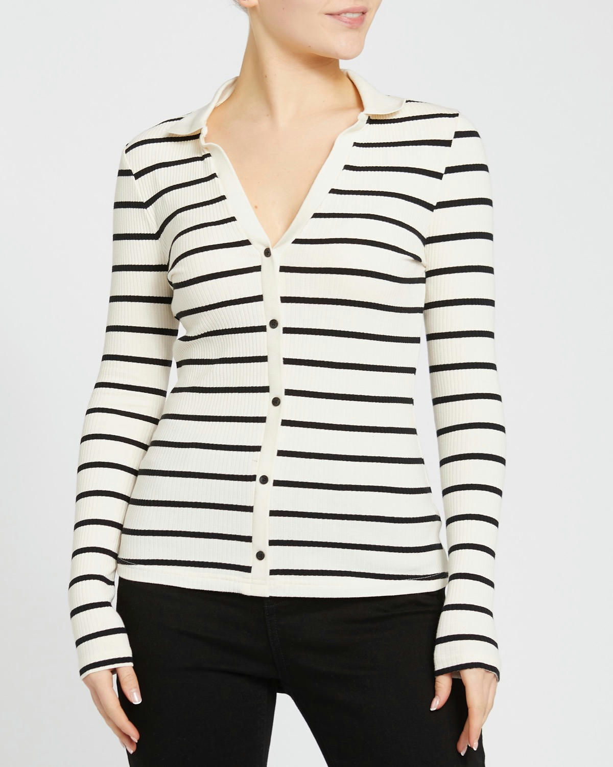 Long-Sleeved Rib Polo